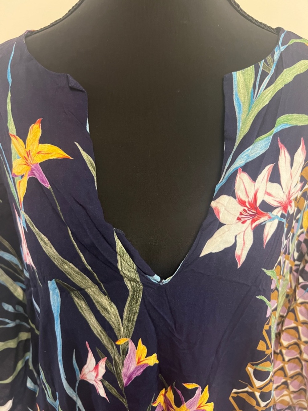 Trina Turk Navy Floral & Geometric Swim Coverup - Picture 6 of 6